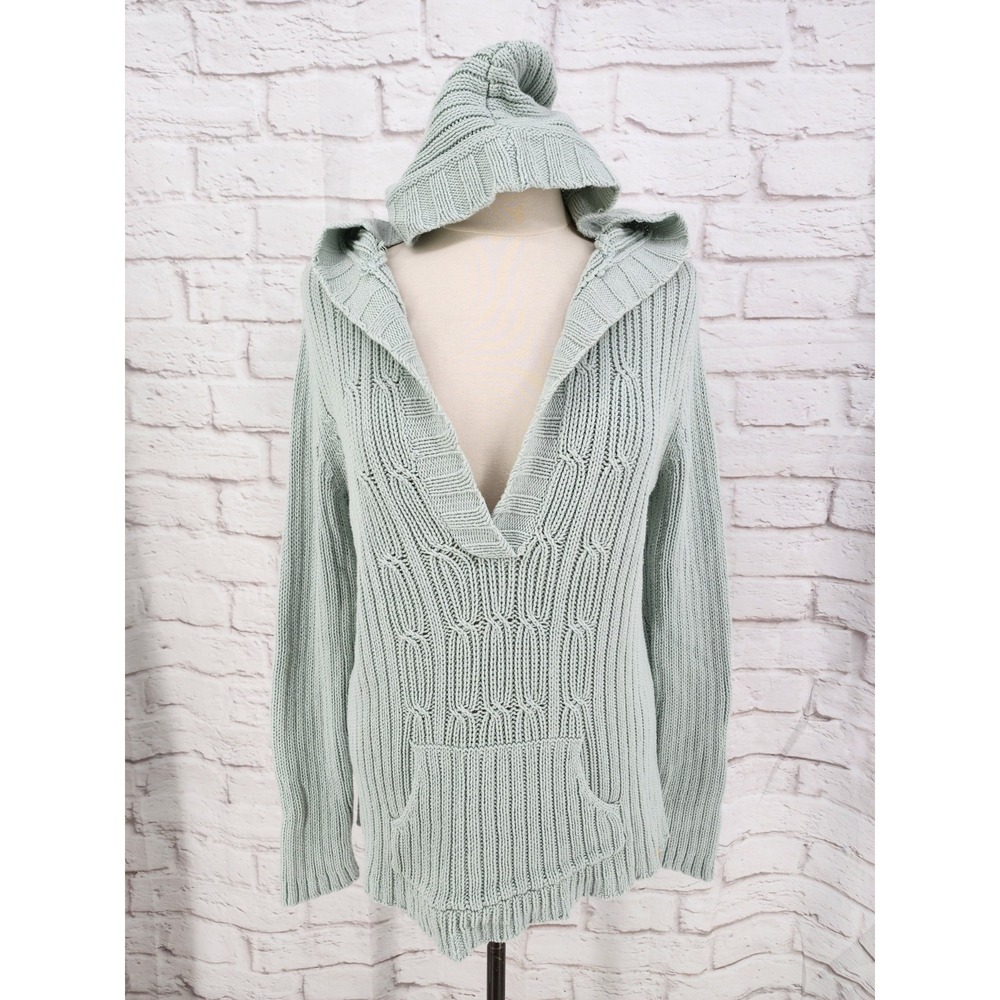 Coastal Knit Hoodie Sweater Boho Surfer Beach Bum Nautical Cali Women Large